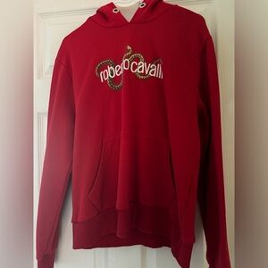 Roberto Cavelli red hoodie